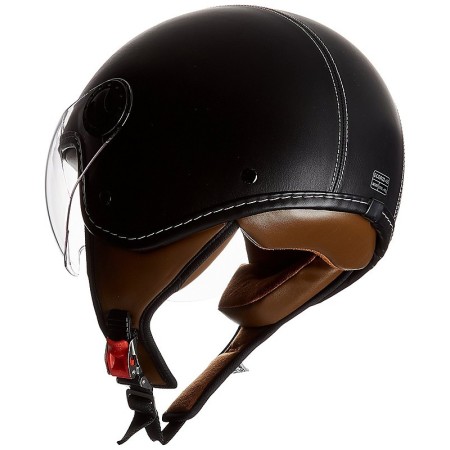 Casco Jet rivestito pelle nero  801 BHR